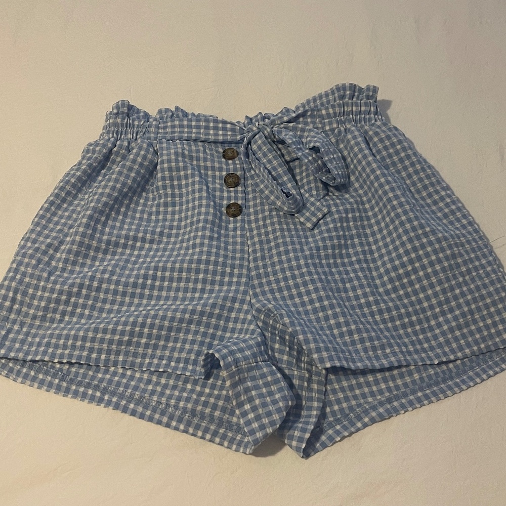 Cute Blue Gingham Picnic Shorts